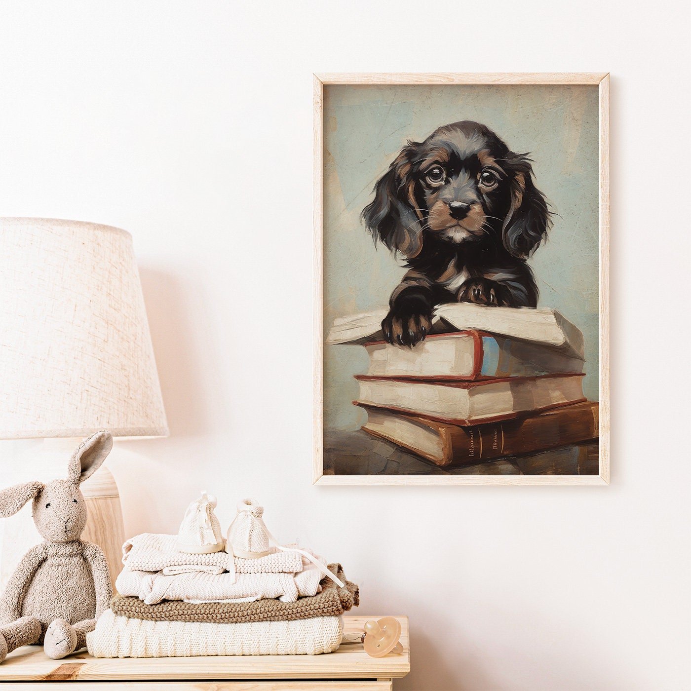 Puppy Wall Art, Nursery Reading Decor, Kids Study Room Print - WildfieldPrints