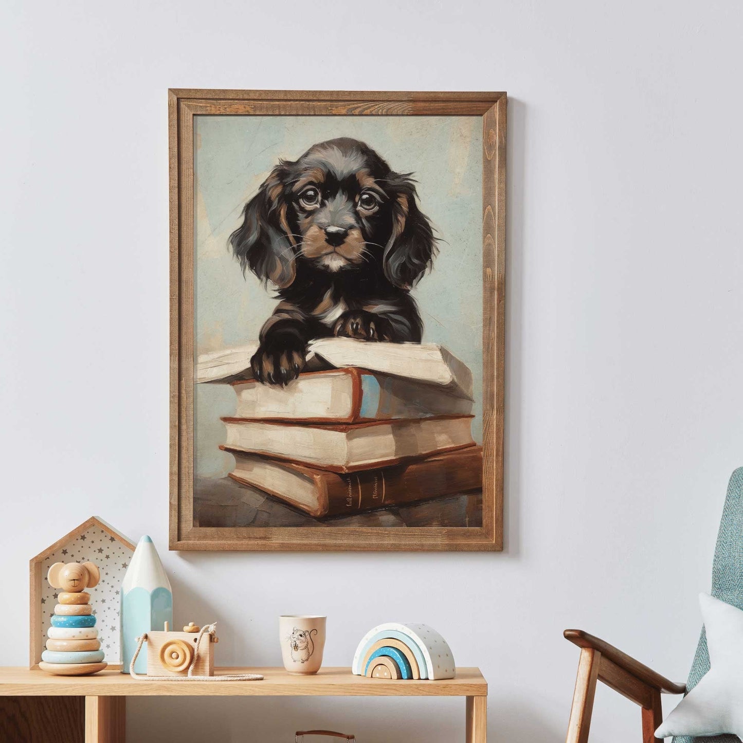 Puppy Wall Art, Nursery Reading Decor, Kids Study Room Print - WildfieldPrints