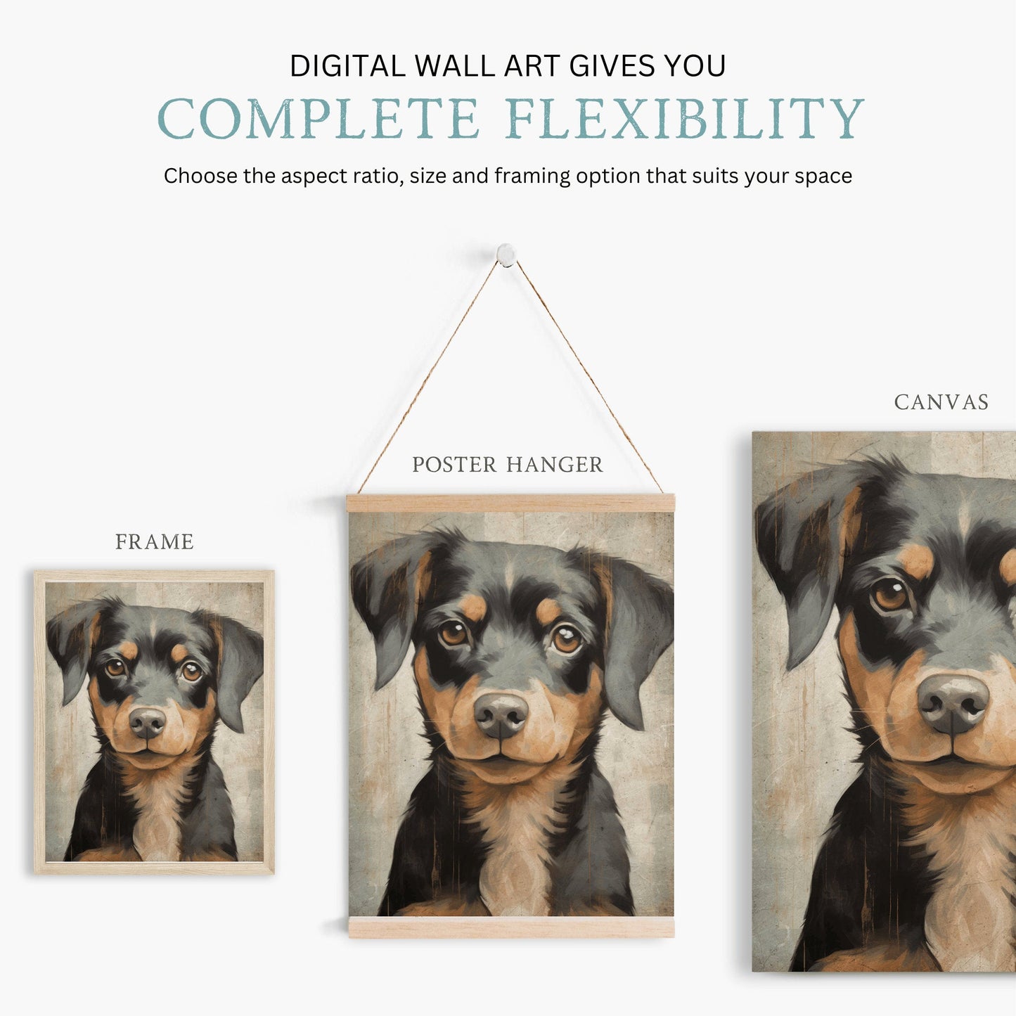 Puppy Wall Art, Vintage Rottweiler Print, Gift for Dog Lovers - WildfieldPrints