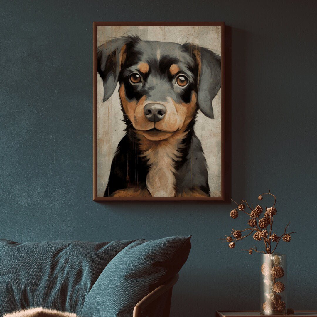 Puppy Wall Art, Vintage Rottweiler Print, Gift for Dog Lovers - WildfieldPrints