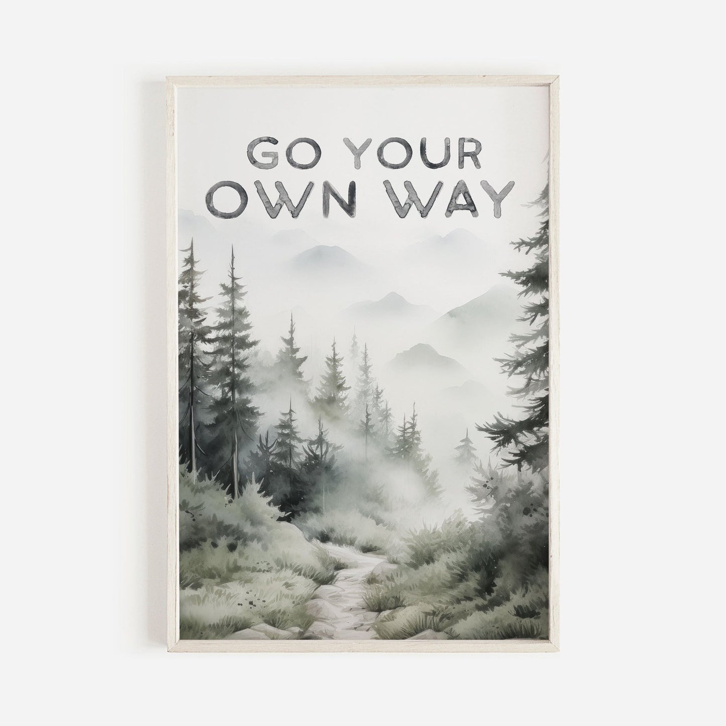 Quote Wall Art, Forest Path Watercolor Decor, Inspirational Design - WildfieldPrints