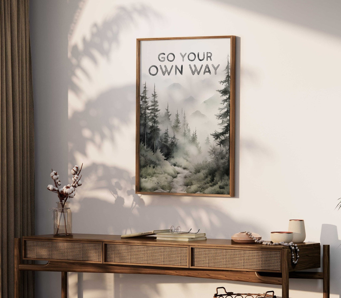 Quote Wall Art, Forest Path Watercolor Decor, Inspirational Design - WildfieldPrints