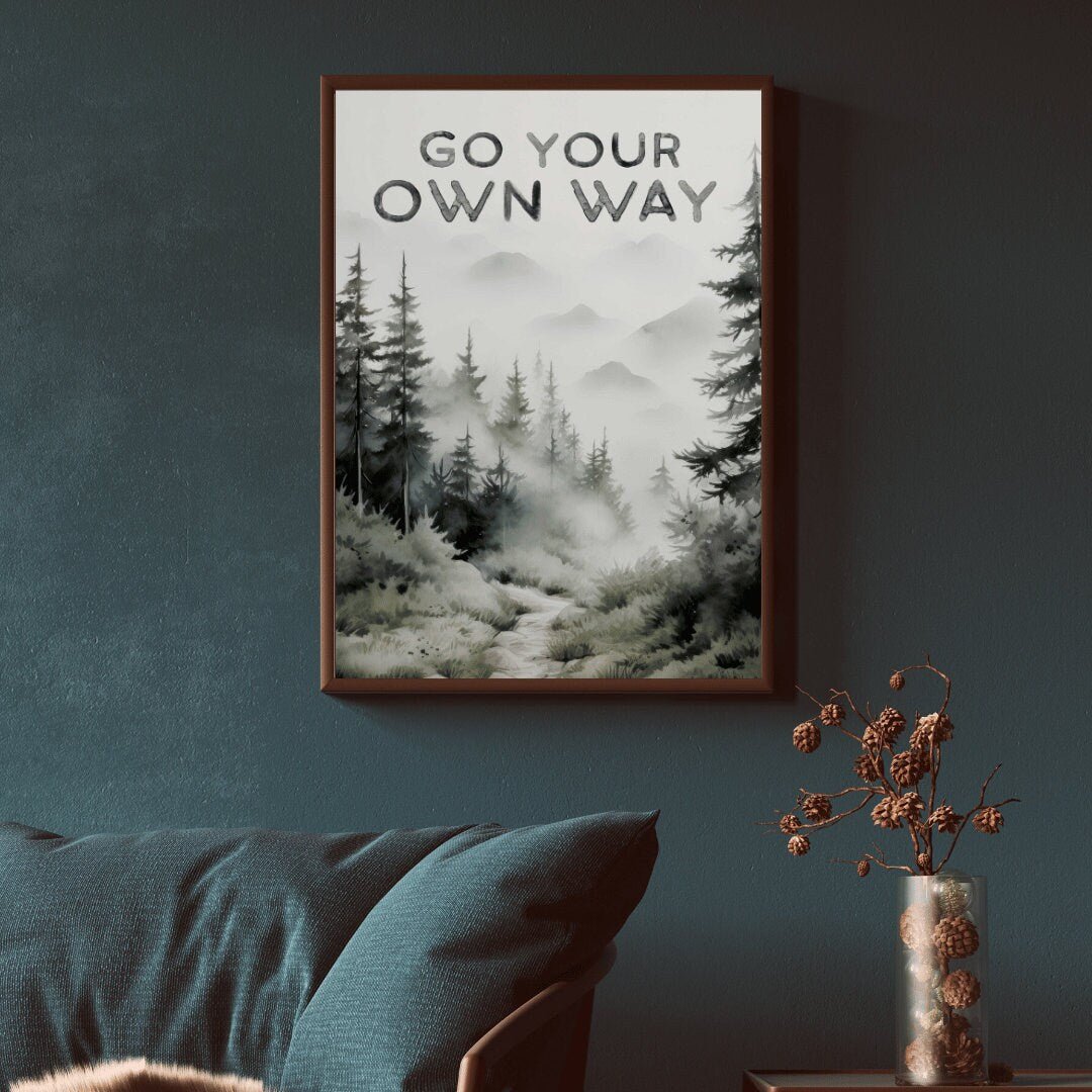 Quote Wall Art, Forest Path Watercolor Decor, Inspirational Design - WildfieldPrints