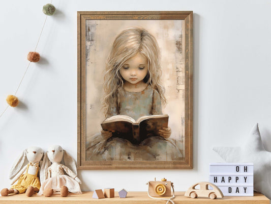 Reading Book Prints, Studying & Learning Decor, Girls Room Art - WildfieldPrints