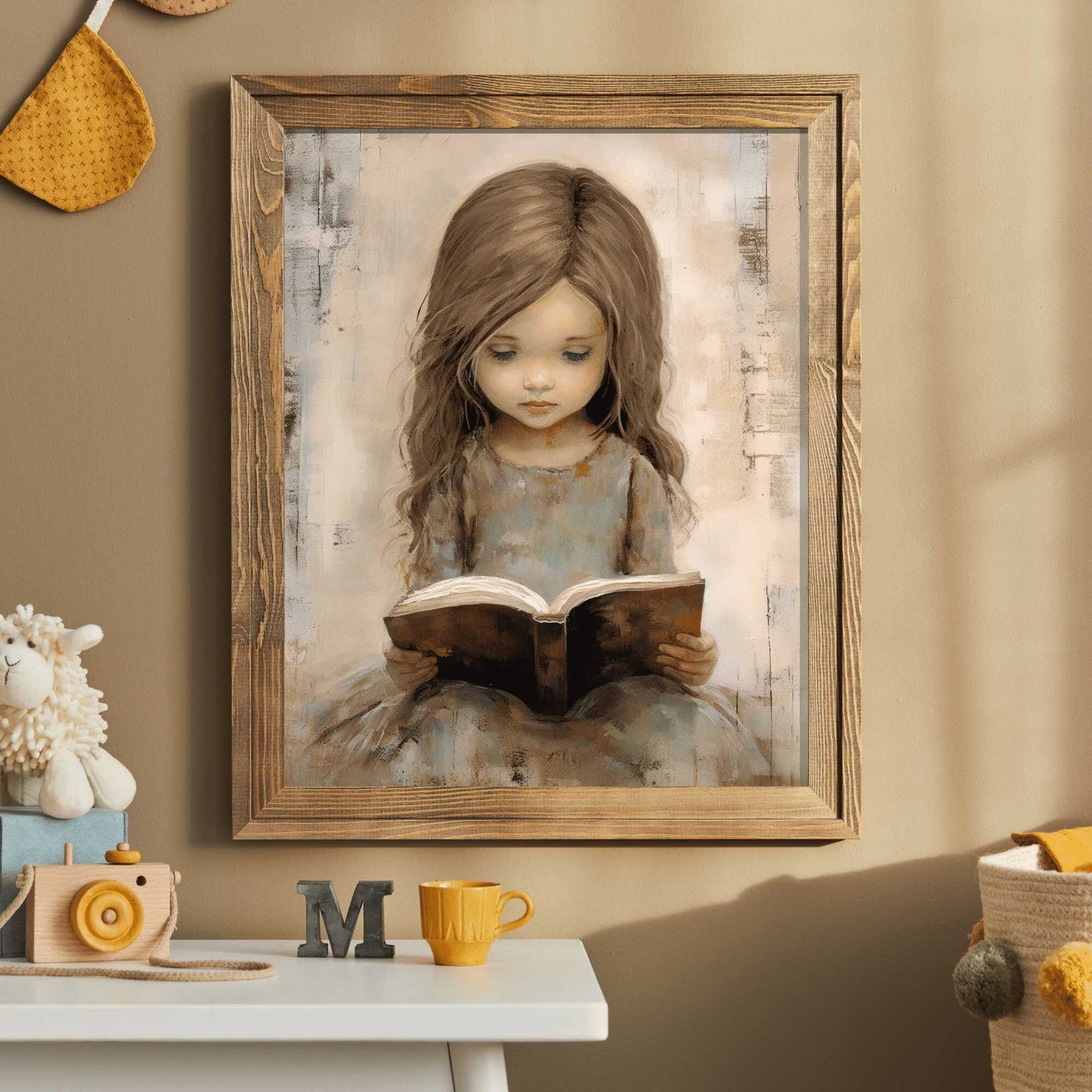 Reading Corner Decor, Girls Room Print, Cute Girl Wall Art - WildfieldPrints