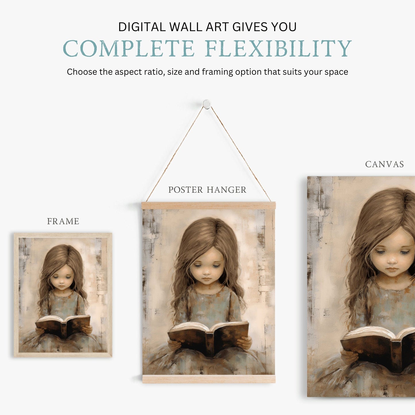 Reading Corner Decor, Girls Room Print, Cute Girl Wall Art - WildfieldPrints