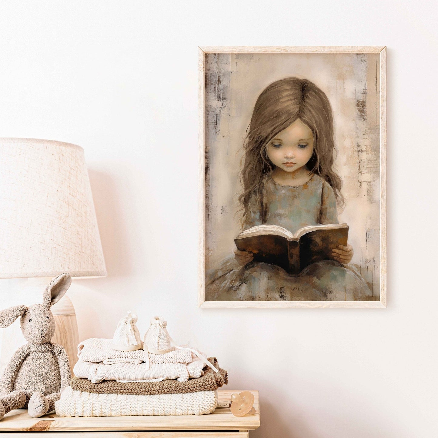 Reading Corner Decor, Girls Room Print, Cute Girl Wall Art - WildfieldPrints