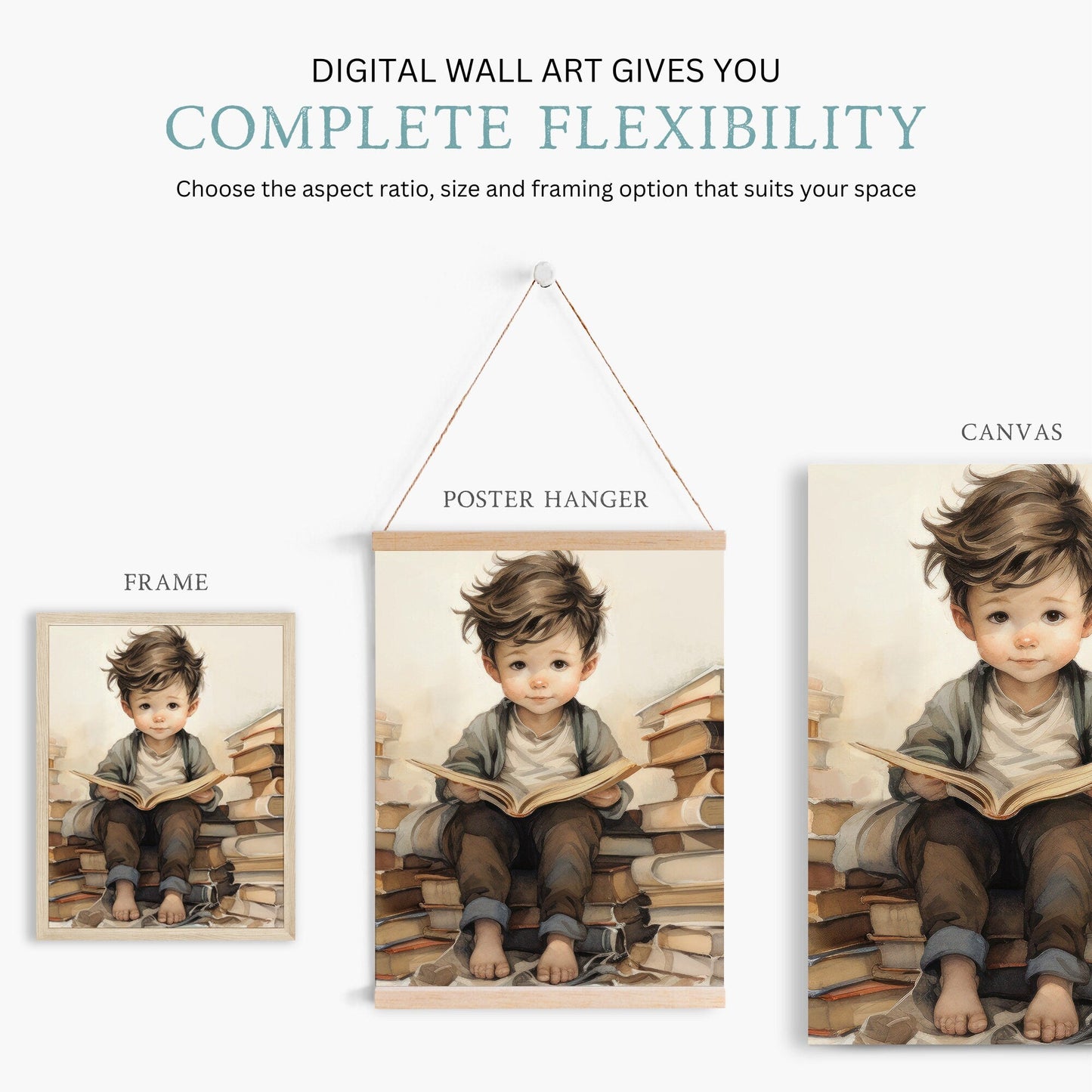 Reading Corner Wall Art, Toddler Room Decor, Learning Artwork - WildfieldPrints
