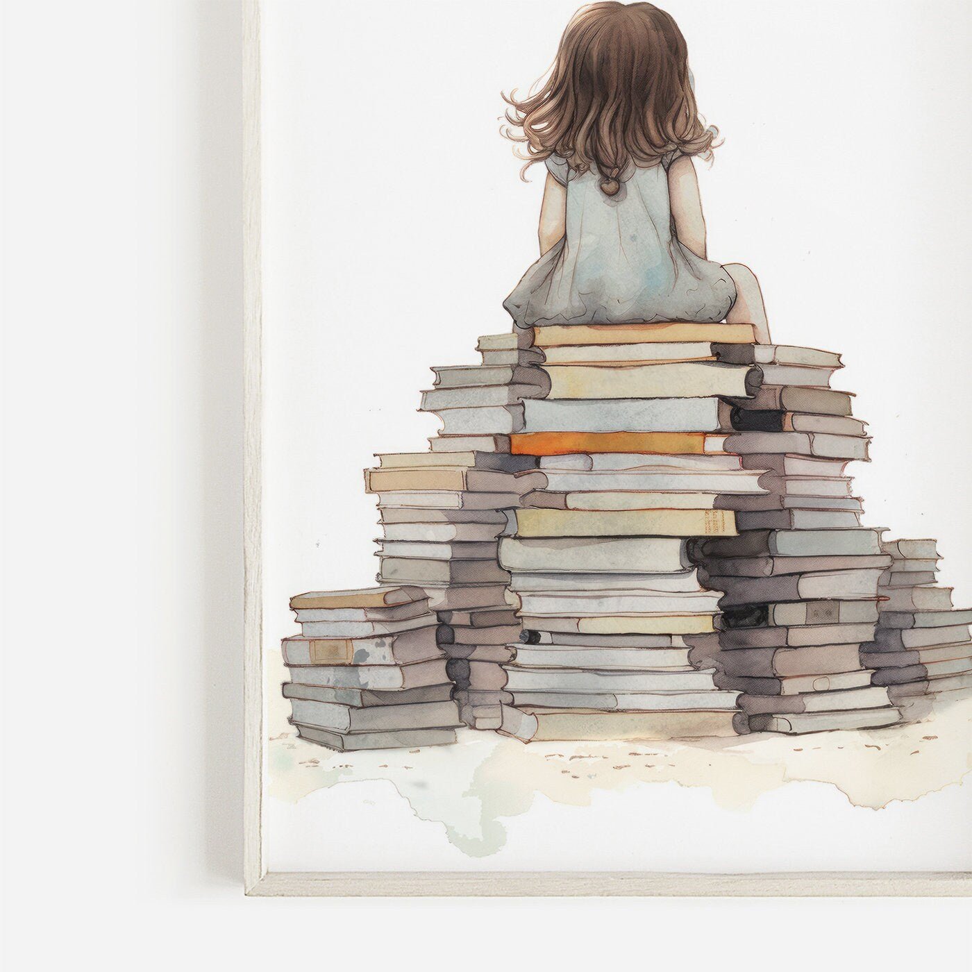 Reading Girl Wall Art, Vintage Style Decor for Kids' Room - WildfieldPrints
