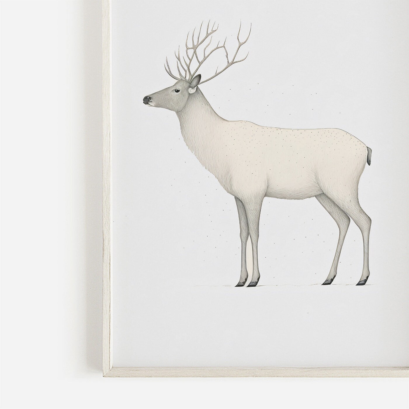 Reindeer Art Print, Minimalist Animal Design, Nordic Farmhouse Decor - WildfieldPrints