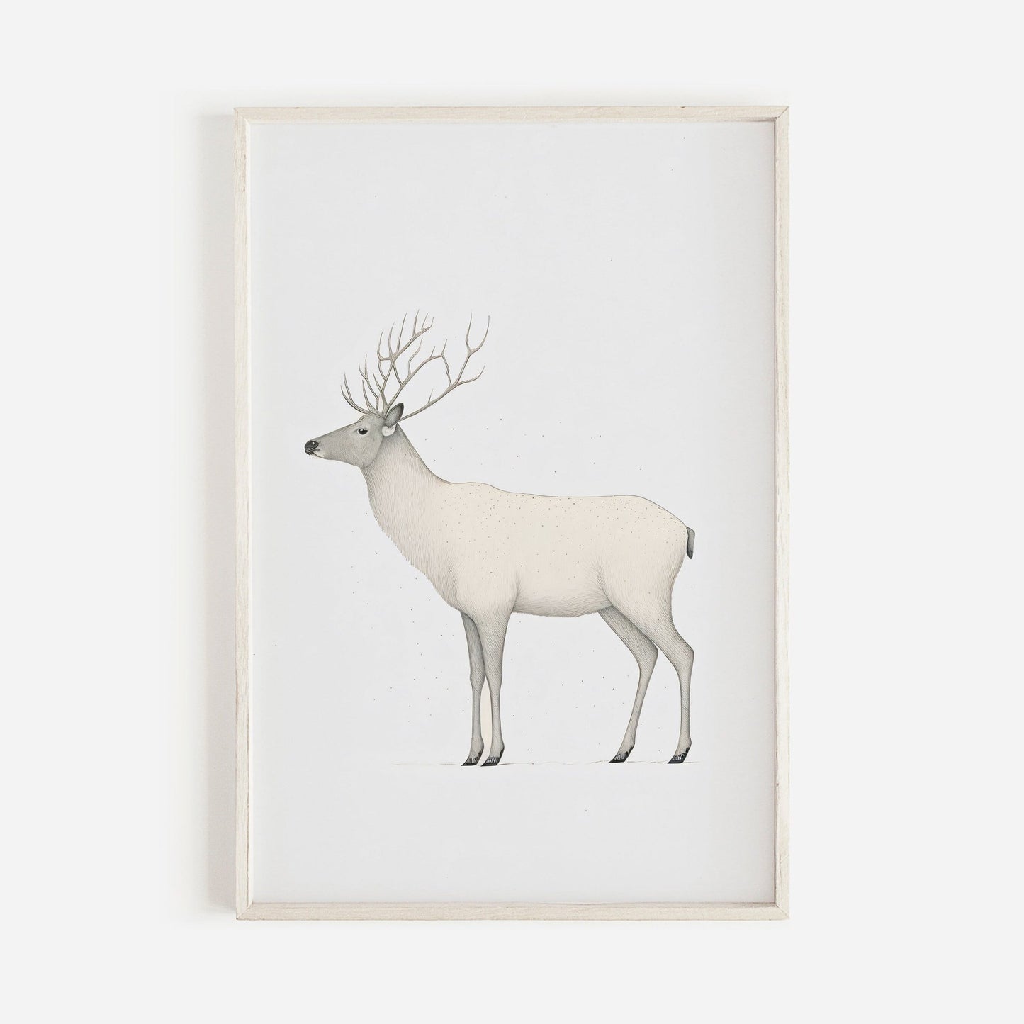 Reindeer Art Print, Minimalist Animal Design, Nordic Farmhouse Decor - WildfieldPrints