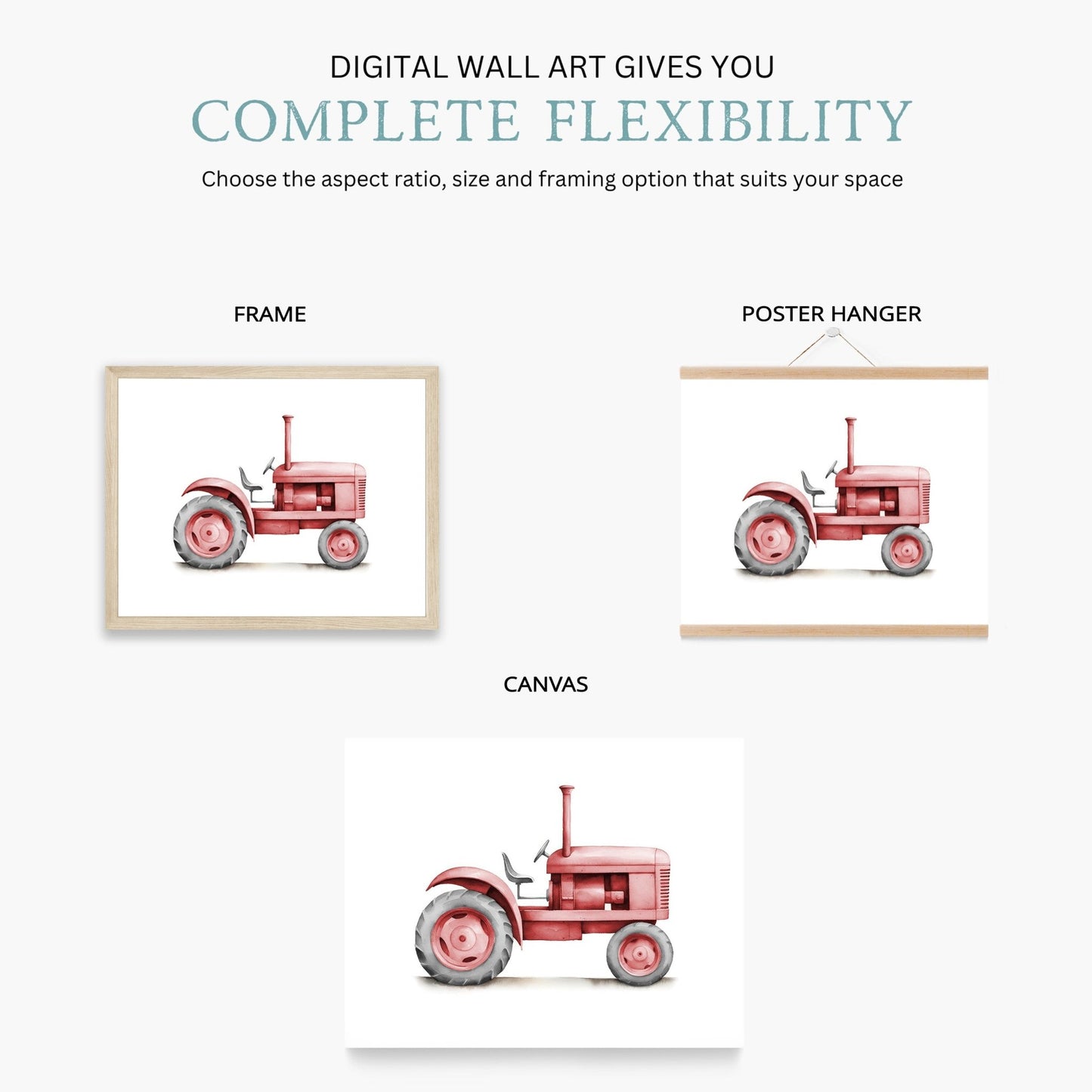 Retro Tractor Print, Farm Nursery Wall Art, Farmhouse Decor - WildfieldPrints