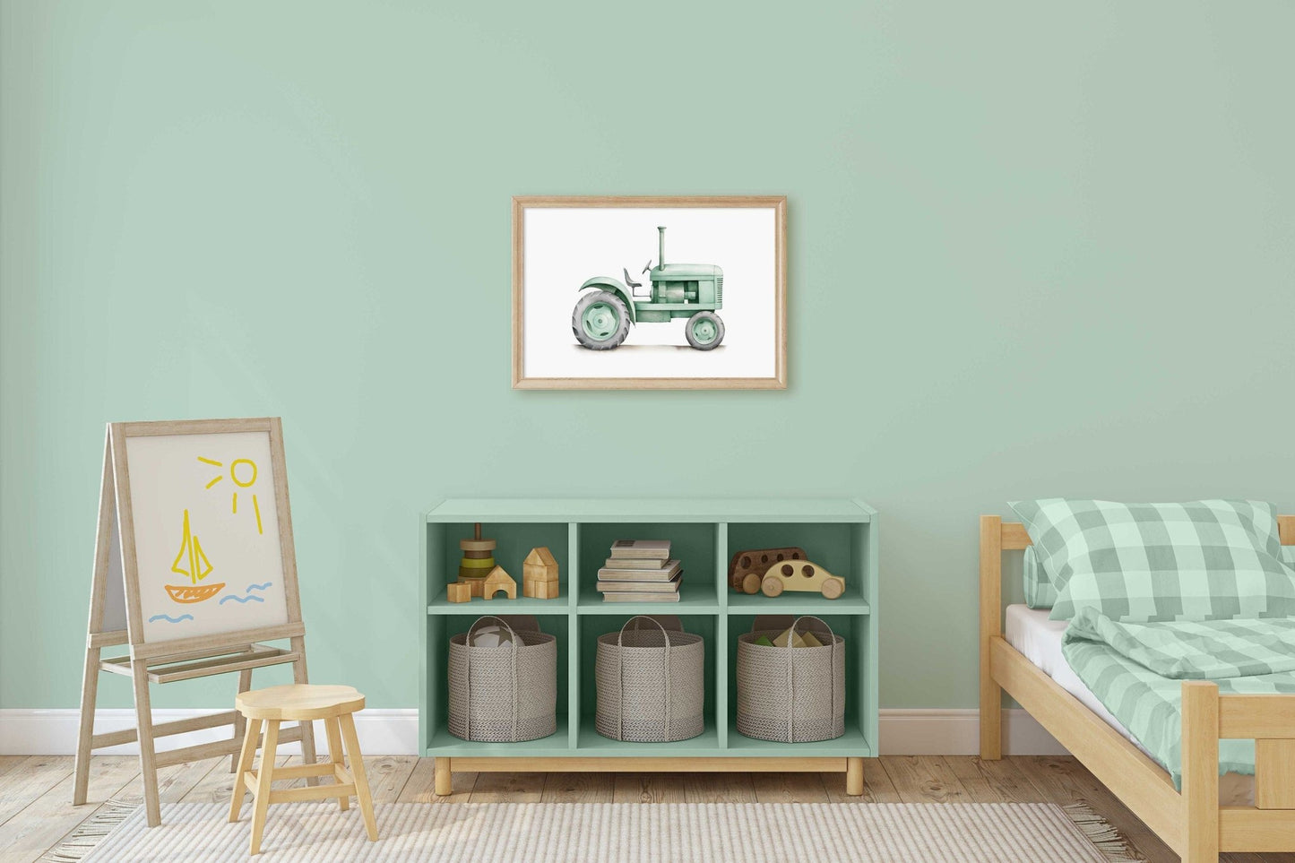 Retro Tractor Print, Farmhouse Nursery Decor, Vehicle Wall Art - WildfieldPrints