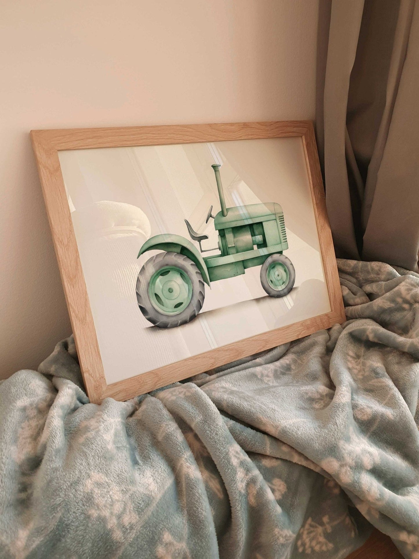 Retro Tractor Print, Farmhouse Nursery Decor, Vehicle Wall Art - WildfieldPrints