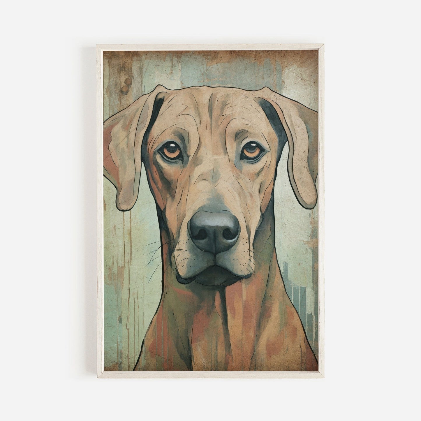 Rhodesian Ridgeback Wall Art, Vintage Dog Decor, Rustic Home Accent - WildfieldPrints