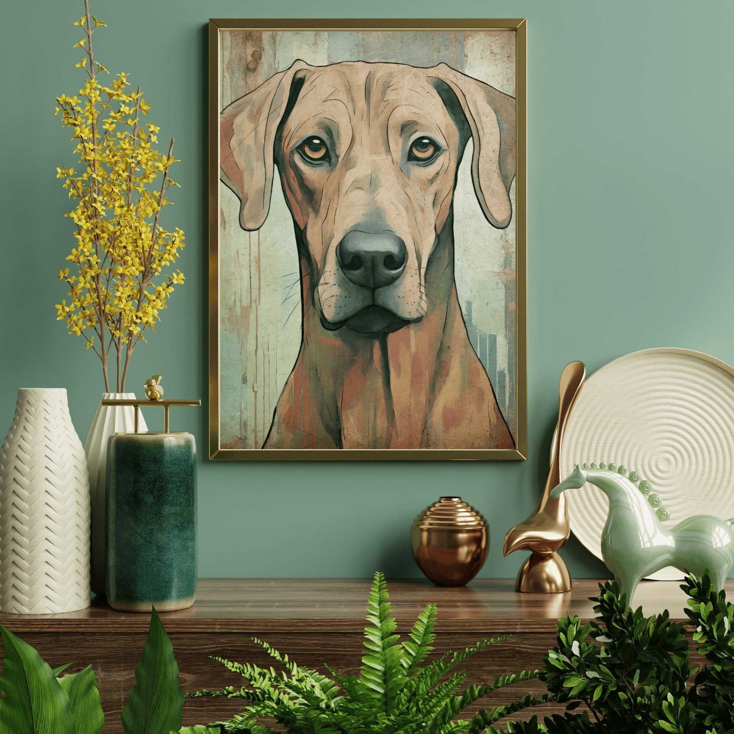 Rhodesian Ridgeback Wall Art, Vintage Dog Decor, Rustic Home Accent - WildfieldPrints