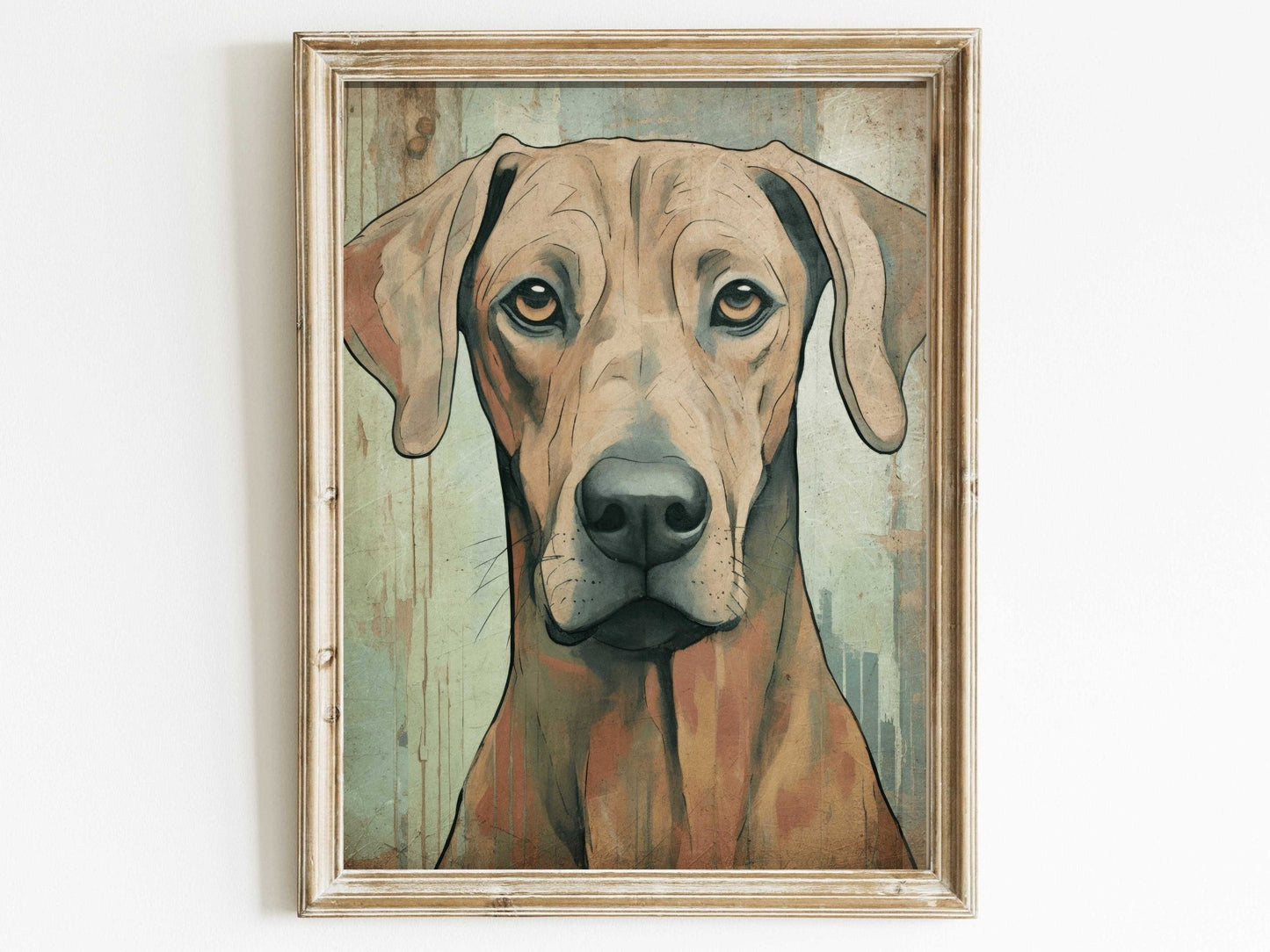 Rhodesian Ridgeback Wall Art, Vintage Dog Decor, Rustic Home Accent - WildfieldPrints