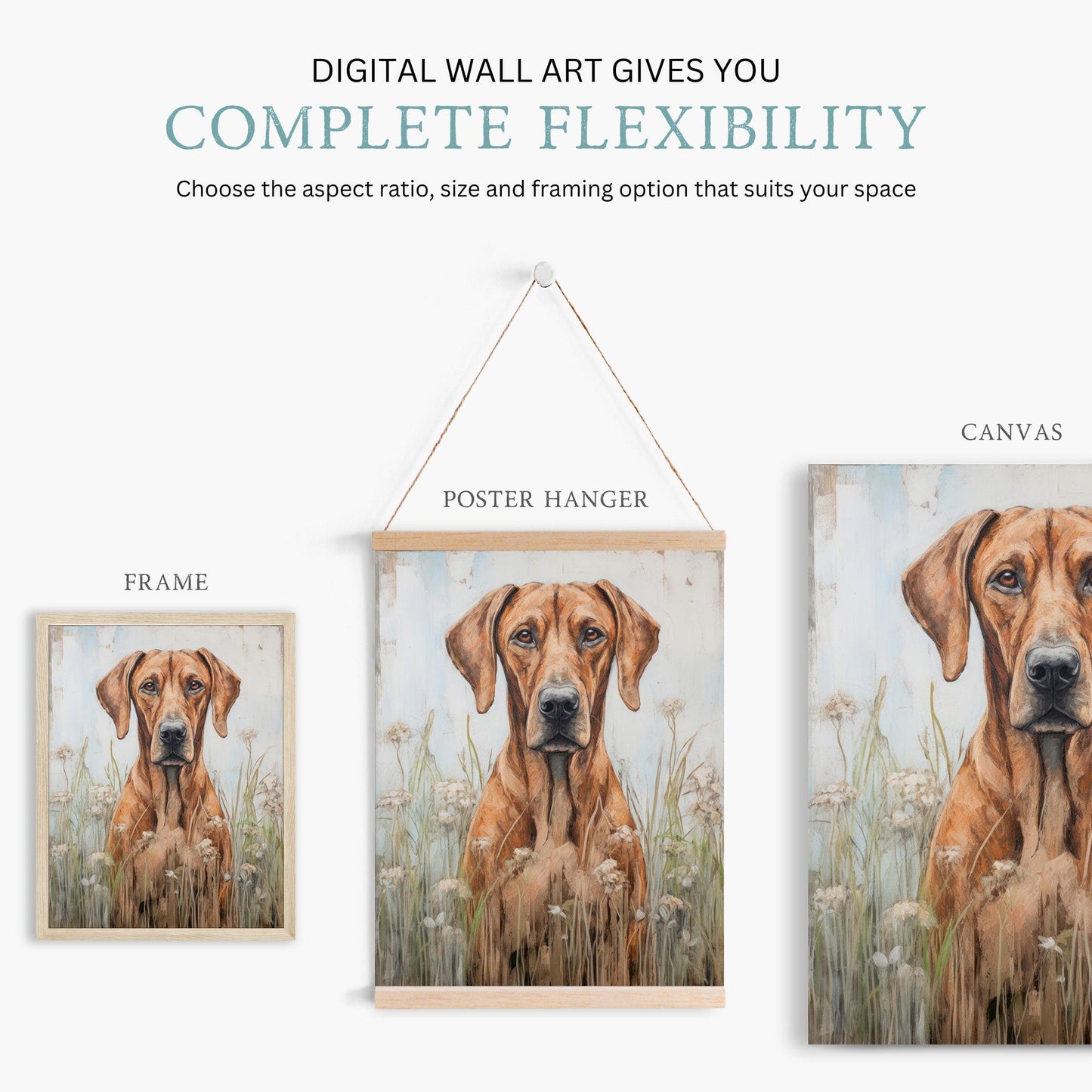 Rhodesian Ridgeback Wall Art, Vintage Dog Decor, Rustic Portrait Painting - WildfieldPrints