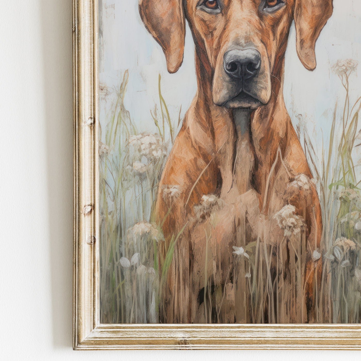 Rhodesian Ridgeback Wall Art, Vintage Dog Decor, Rustic Portrait Painting - WildfieldPrints