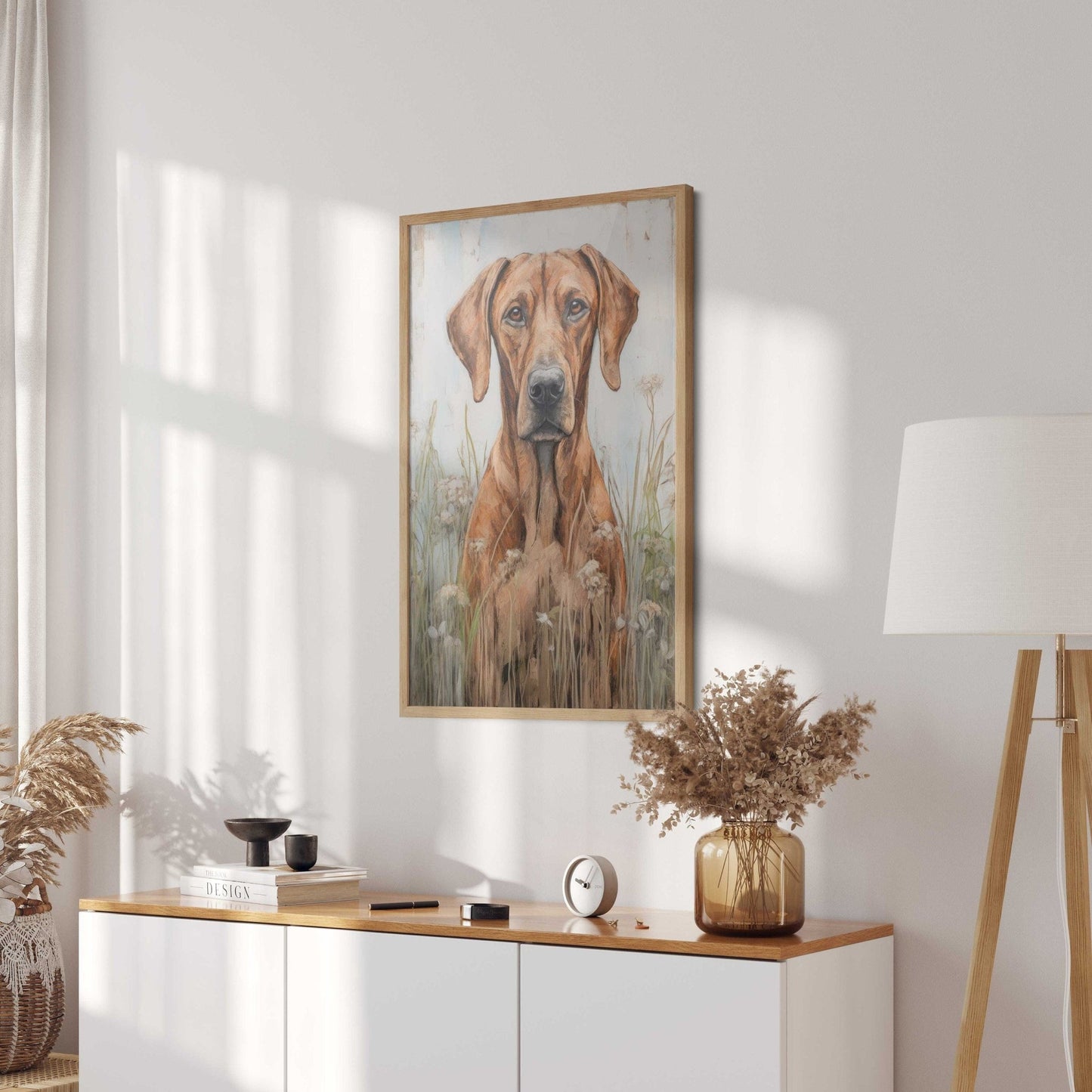 Rhodesian Ridgeback Wall Art, Vintage Dog Decor, Rustic Portrait Painting - WildfieldPrints