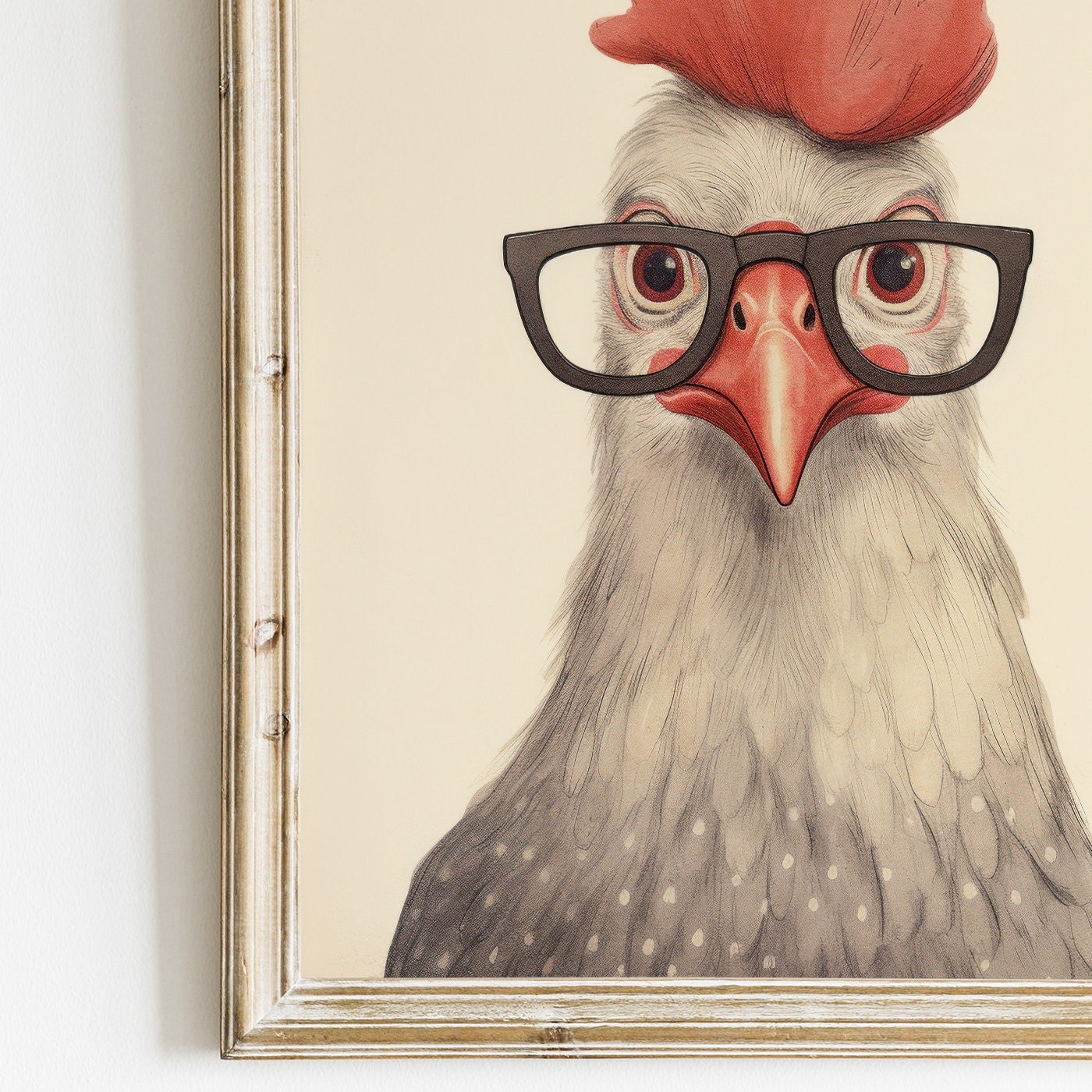 Rooster Wall Art, Funny Animal Prints, Farm Nursery Decor, Vintage Style - WildfieldPrints