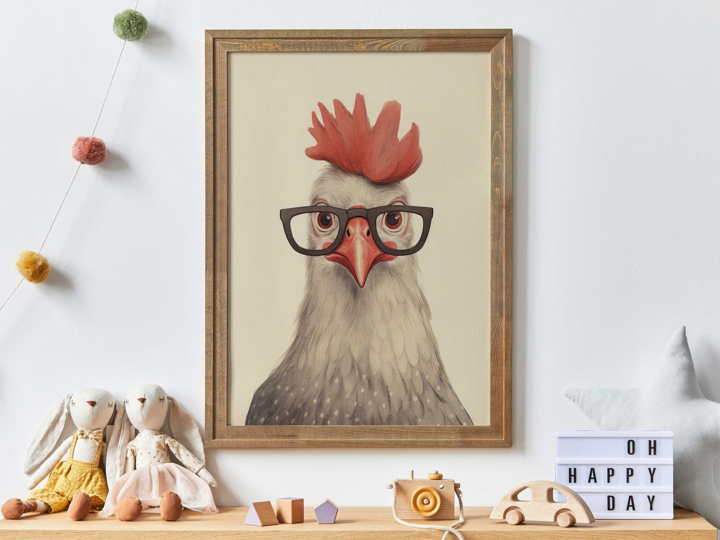 Rooster Wall Art, Funny Animal Prints, Farm Nursery Decor, Vintage Style - WildfieldPrints