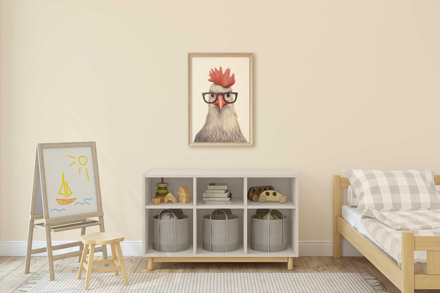 Rooster Wall Art, Funny Animal Prints, Farm Nursery Decor, Vintage Style - WildfieldPrints