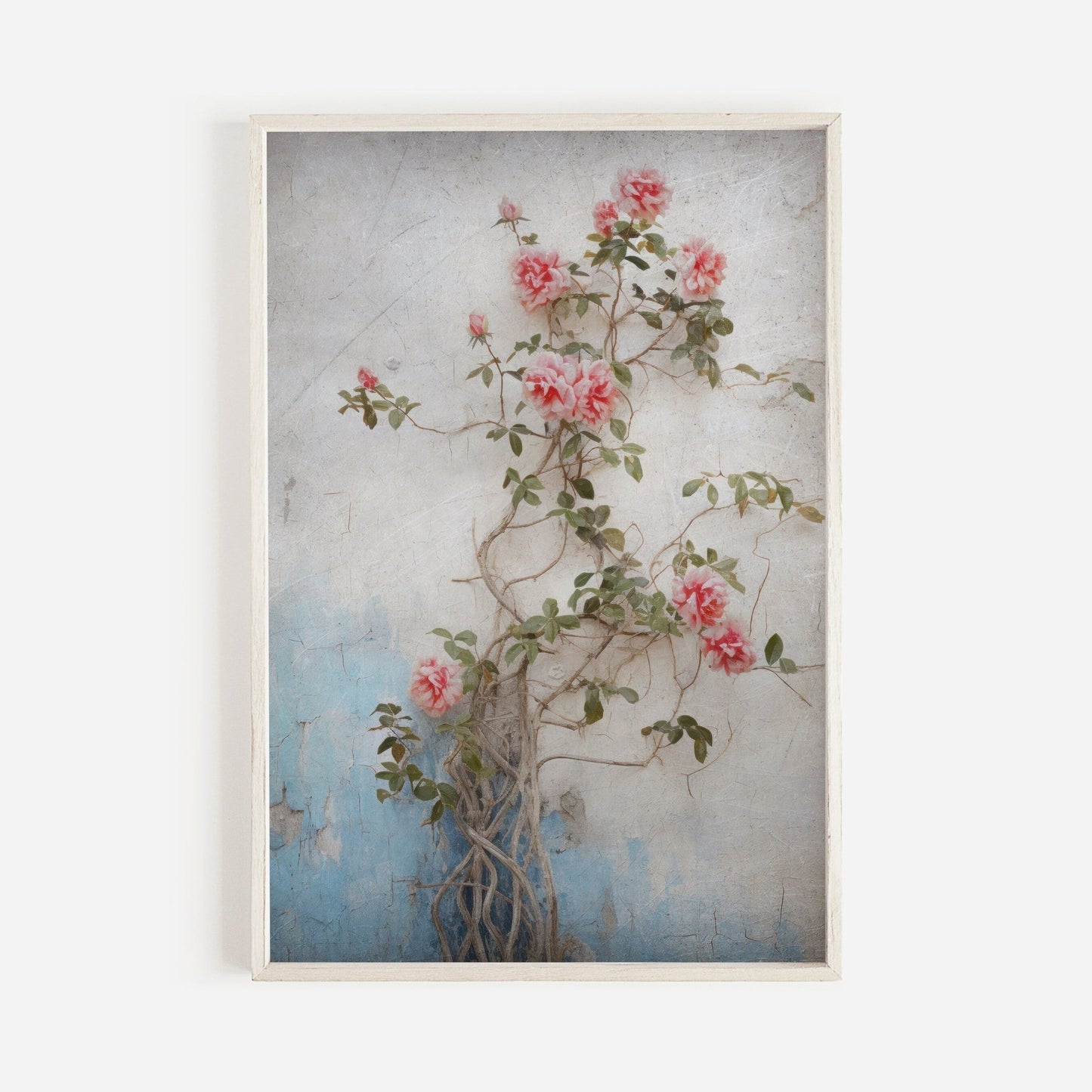 Rose Floral Prints, Rustic Wall Decor, Pink Botanical Art - WildfieldPrints
