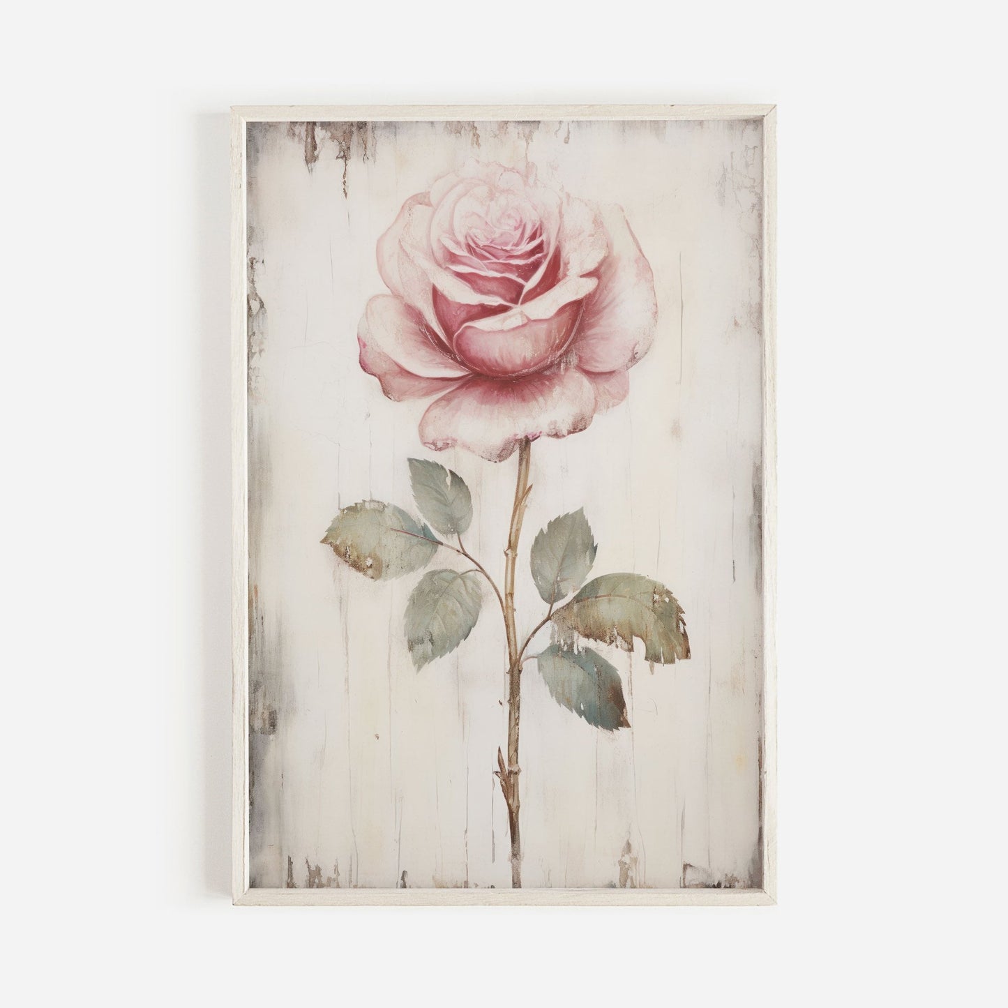 Rose Print, Pink Floral Art, Rustic Farmhouse Wall Decor - WildfieldPrints