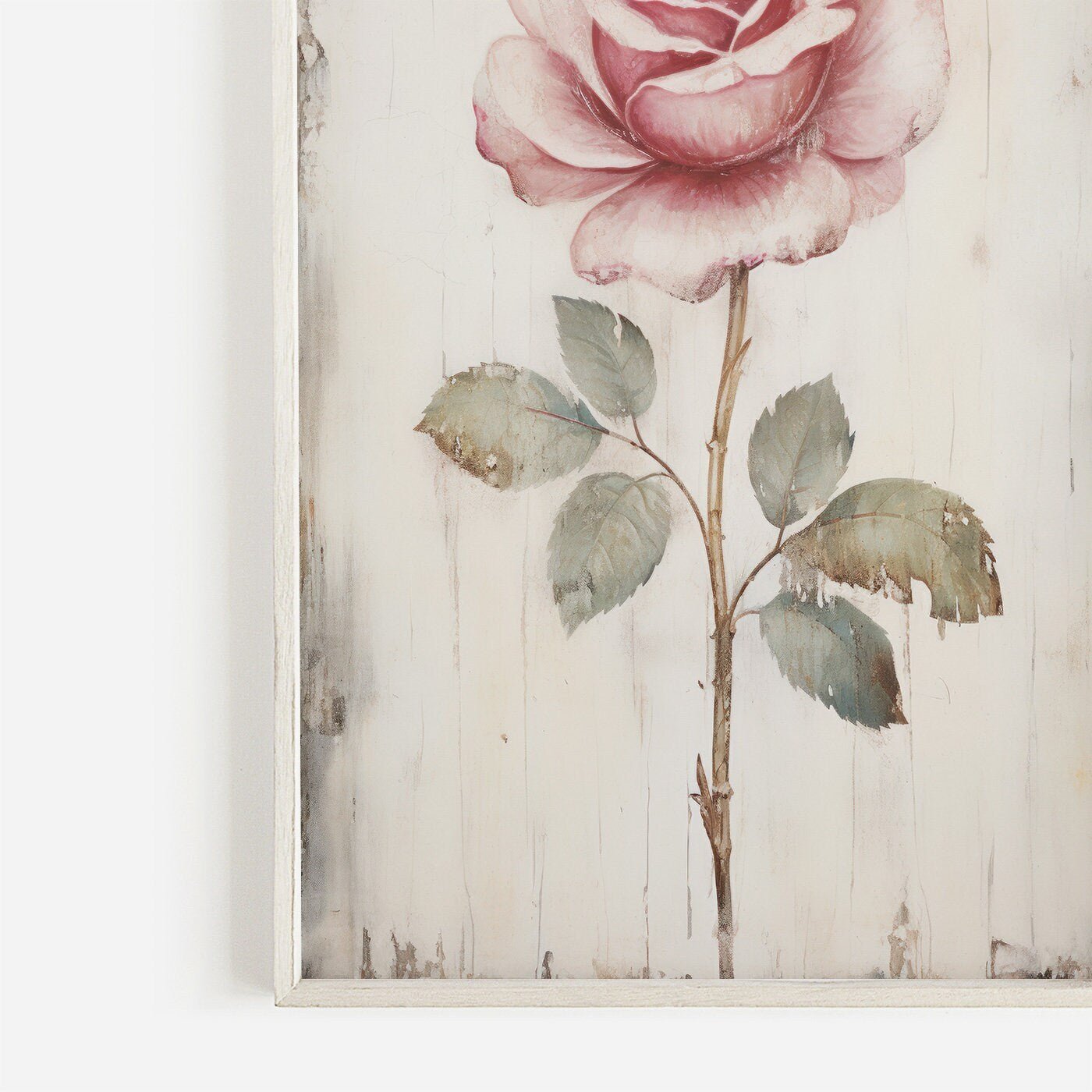 Rose Print, Pink Floral Art, Rustic Farmhouse Wall Decor - WildfieldPrints