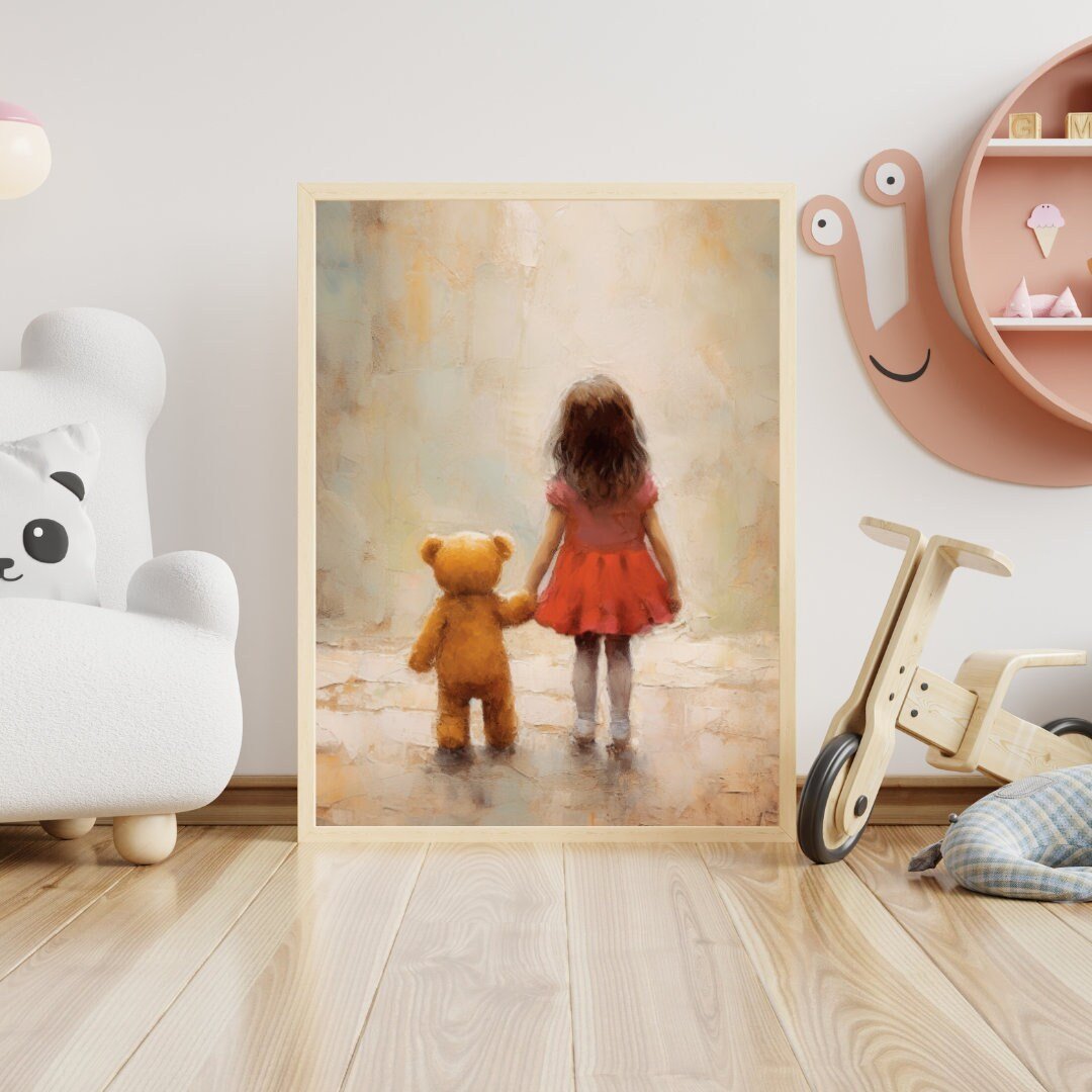 Rustic Bear Wall Art, Vintage Nursery Decor, Kids Room Accent - WildfieldPrints