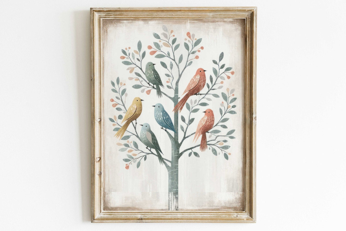 Rustic Bird Print, Vintage Farmhouse Wall Art, Whimsical Decor - WildfieldPrints