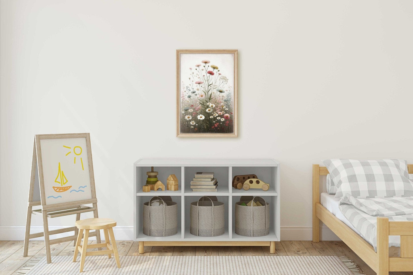 Rustic Floral Print, Vintage Flower Wall Decor, Wildflower Art - WildfieldPrints