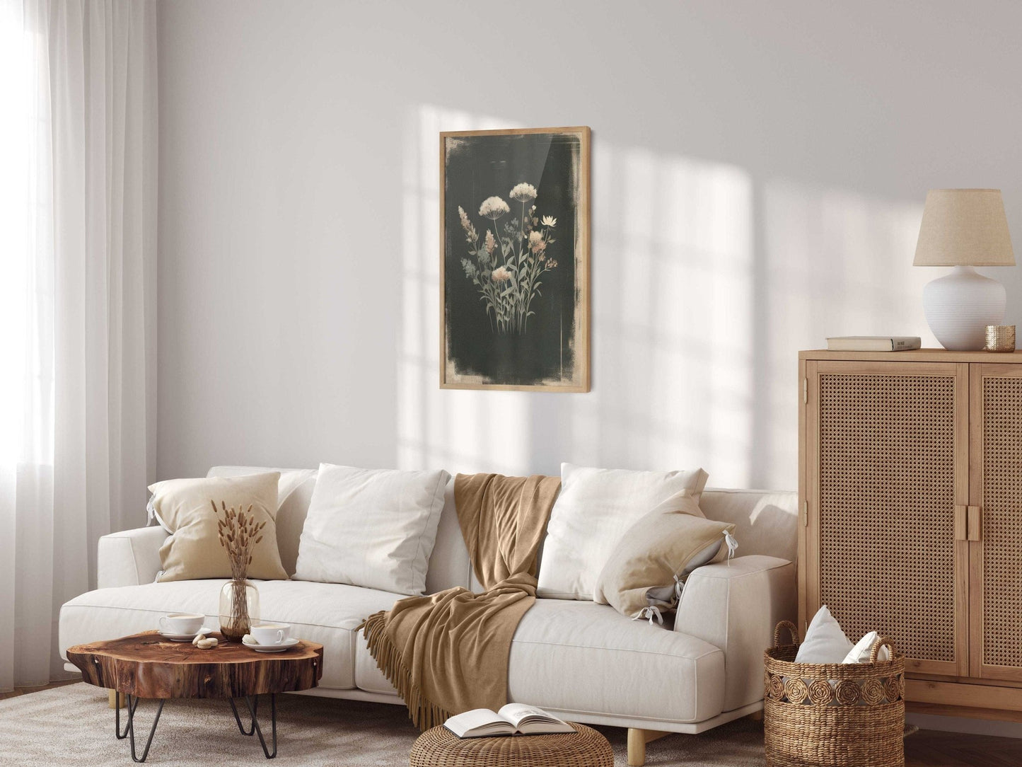 Rustic Floral Prints, Wildflower Art Decor, Minimalist Flower Wall Art - WildfieldPrints
