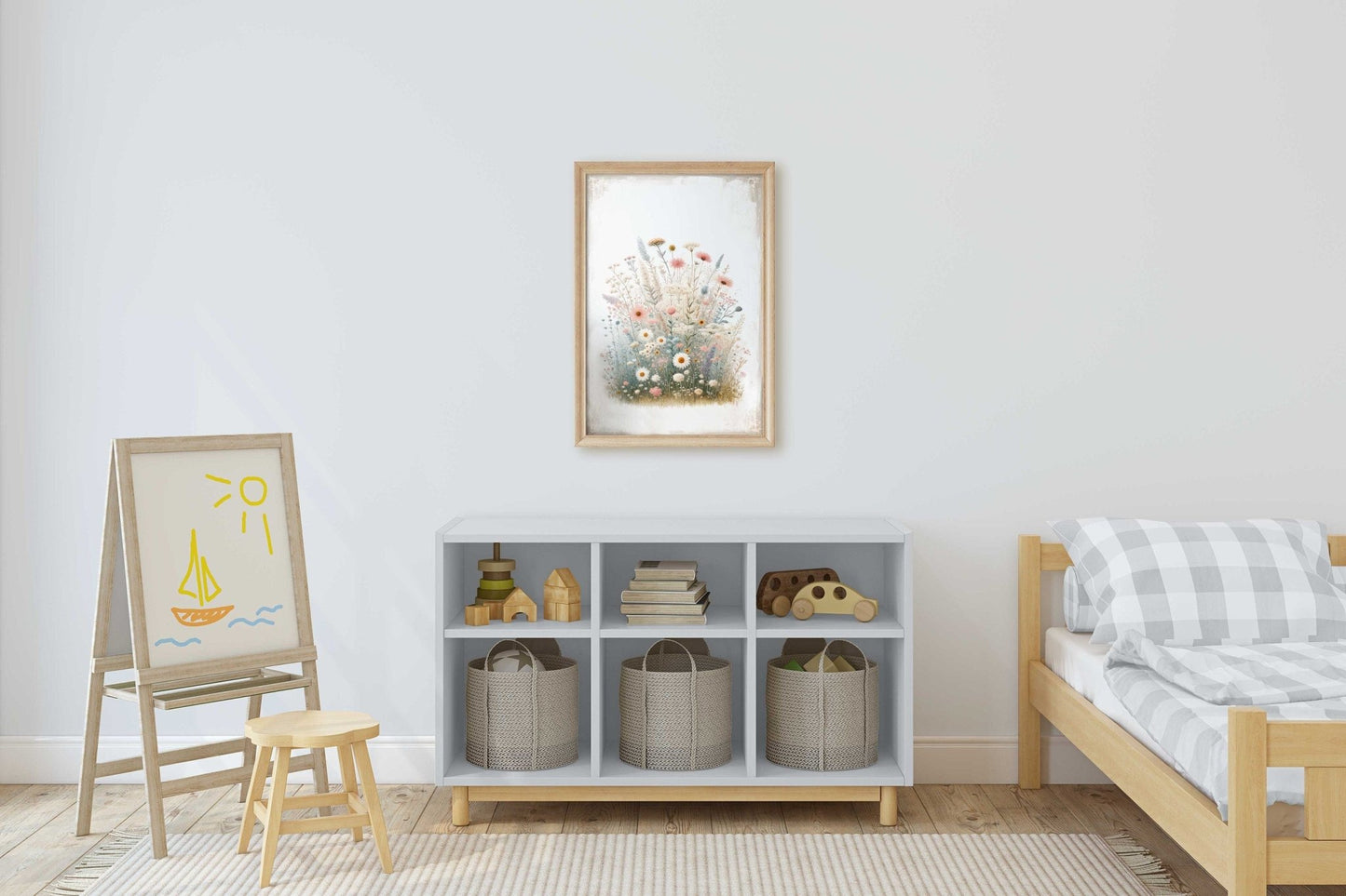 Rustic Floral Prints, Wildflower Wall Art, Minimalist Flower Decor - WildfieldPrints