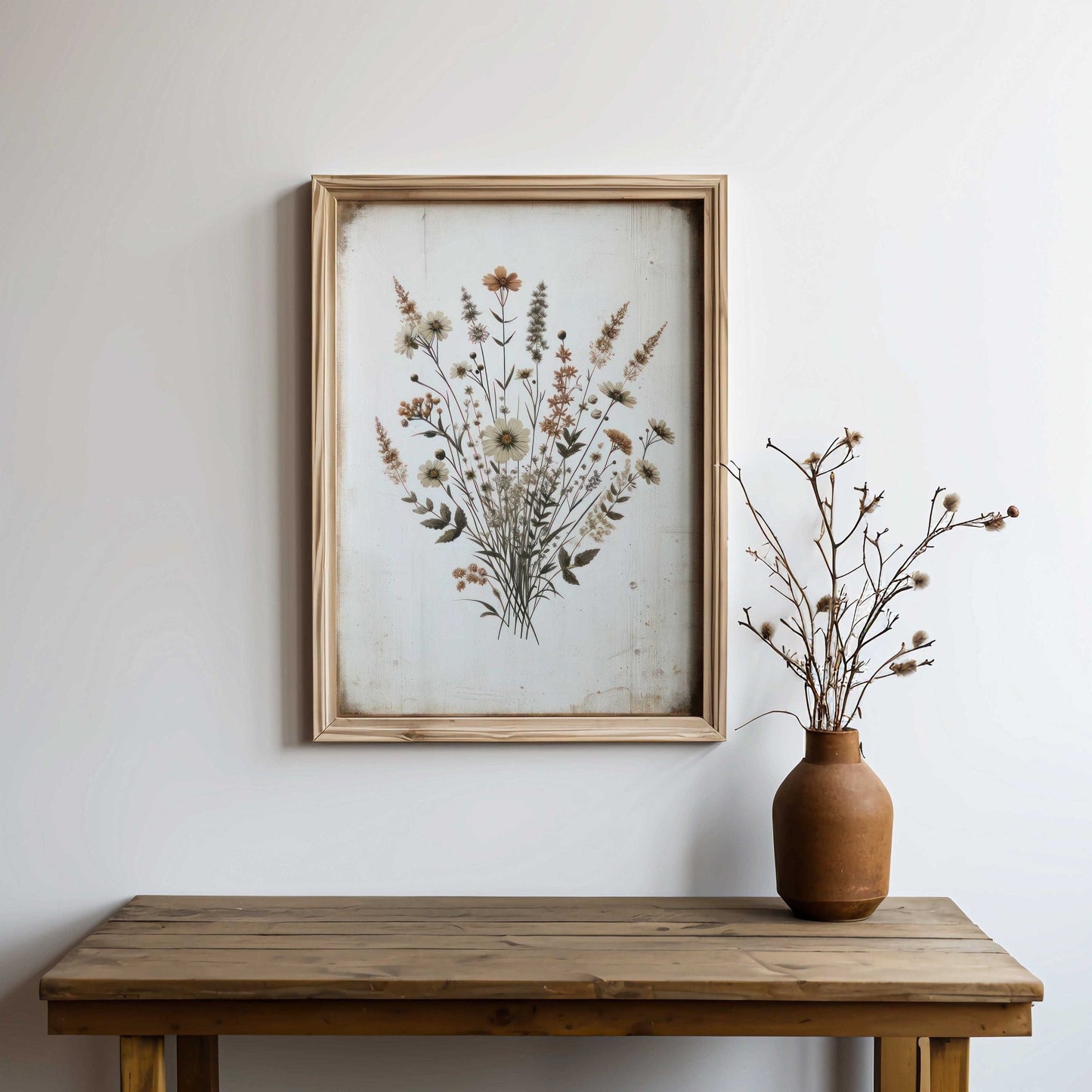 Rustic Floral Prints, Wildflower Wall Decor, Minimalist Flower Art - WildfieldPrints