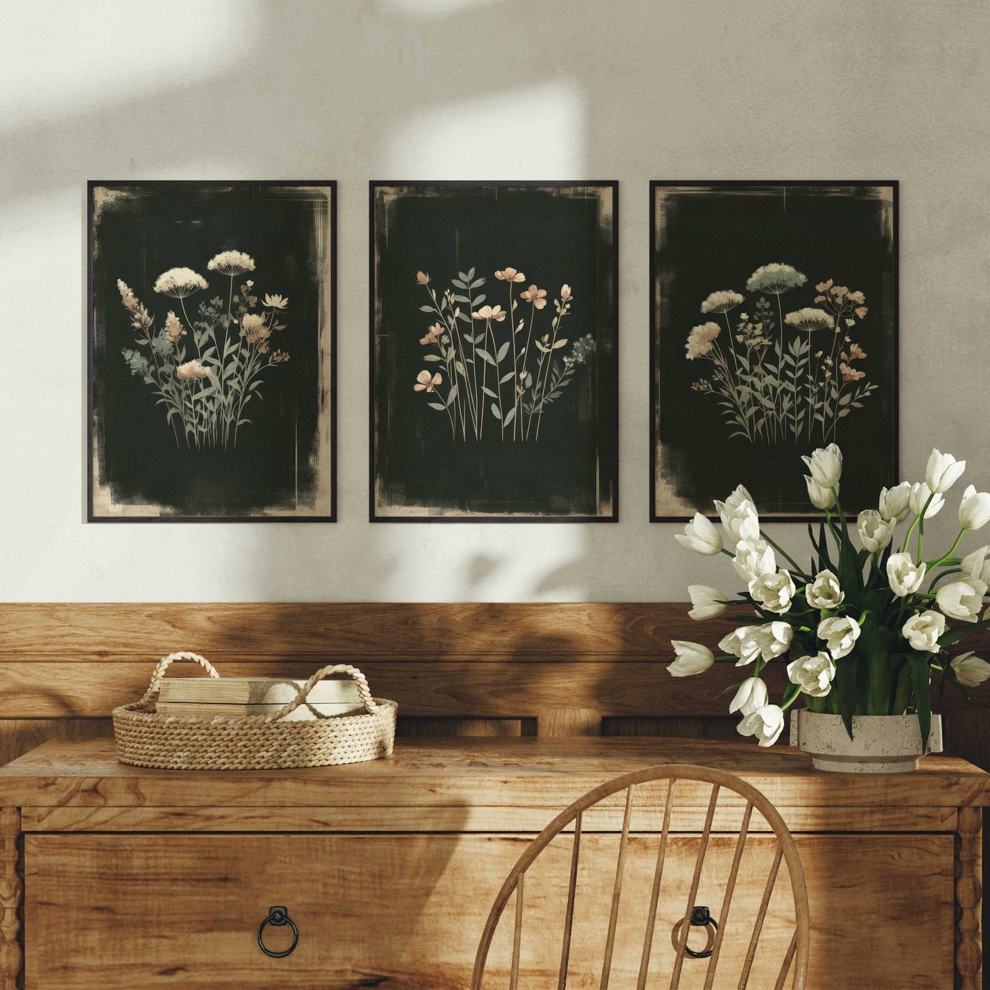 Rustic Floral Prints, Wildflower Wall Decor, Minimalist Flower Artwork - WildfieldPrints