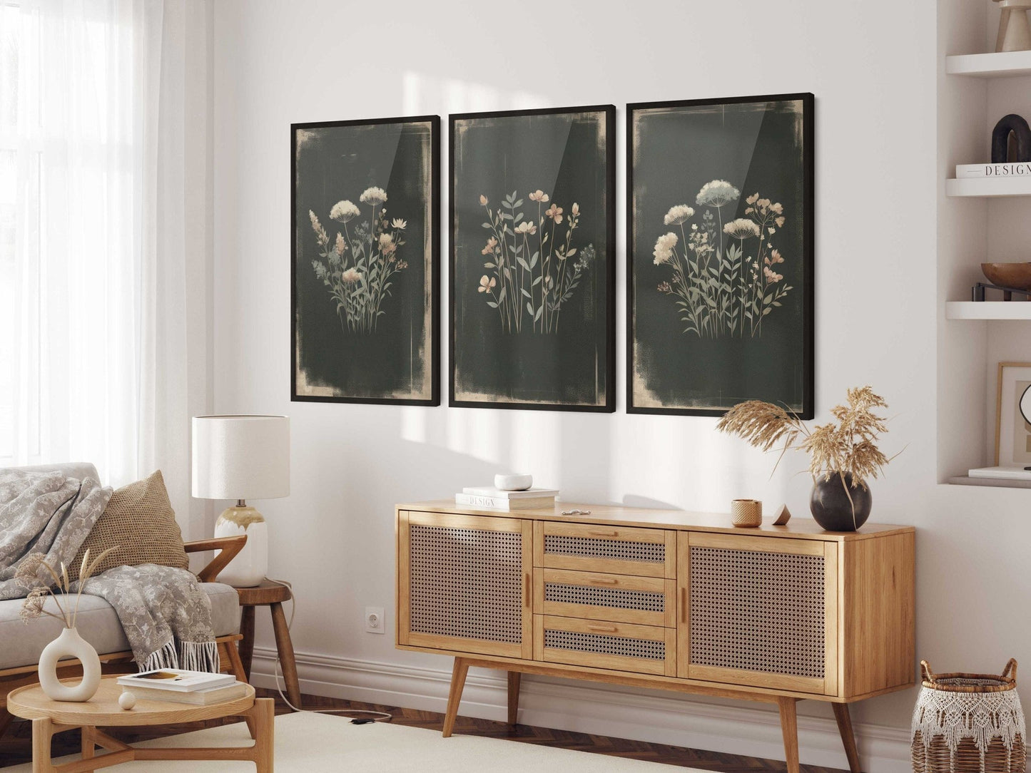 Rustic Floral Prints, Wildflower Wall Decor, Minimalist Flower Artwork - WildfieldPrints