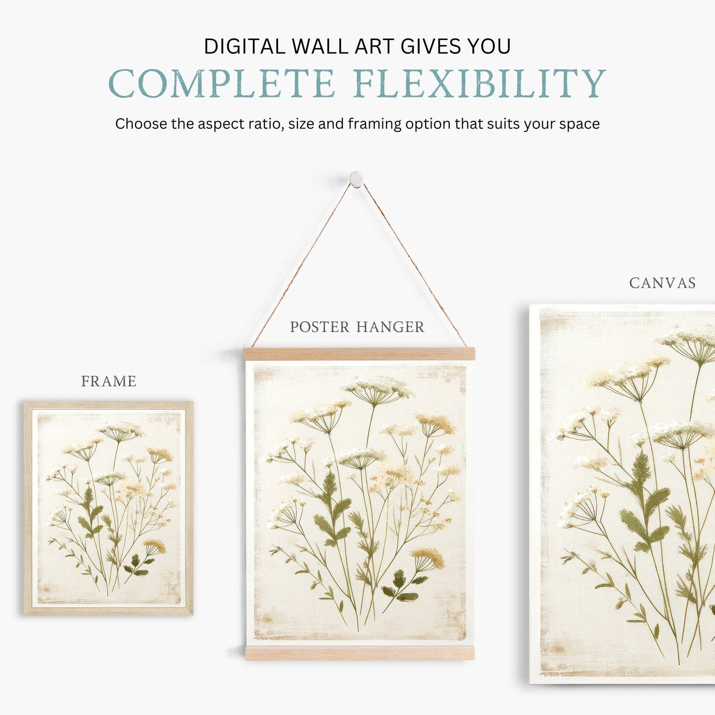 Rustic Floral Prints, Wildflower Wall Decor, Vintage Flower Art - WildfieldPrints