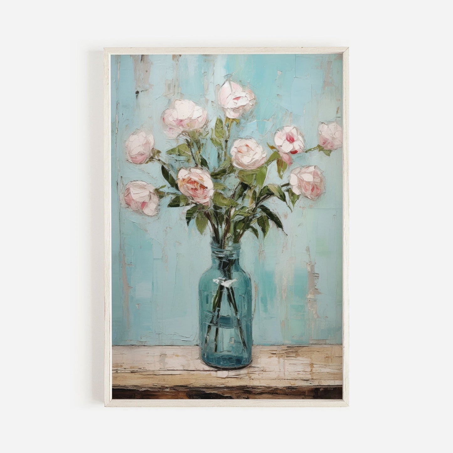 Rustic Floral Wall Art, Pink Rose Print, Vintage Botanical Decor - WildfieldPrints