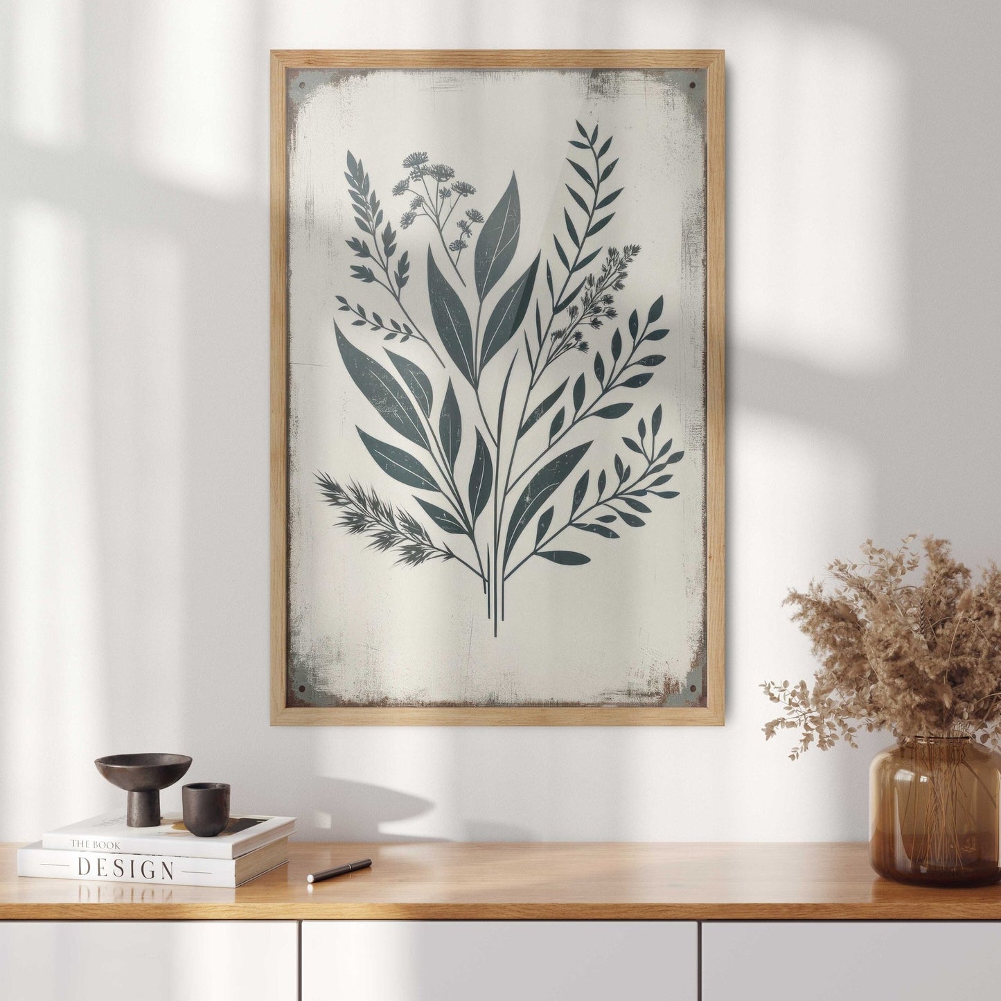 Rustic Floral Wall Decor, Vintage Flower Art, Black Flower Print - WildfieldPrints