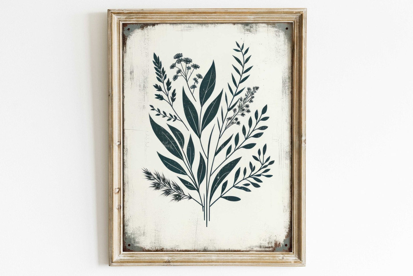 Rustic Floral Wall Decor, Vintage Flower Art, Black Flower Print - WildfieldPrints