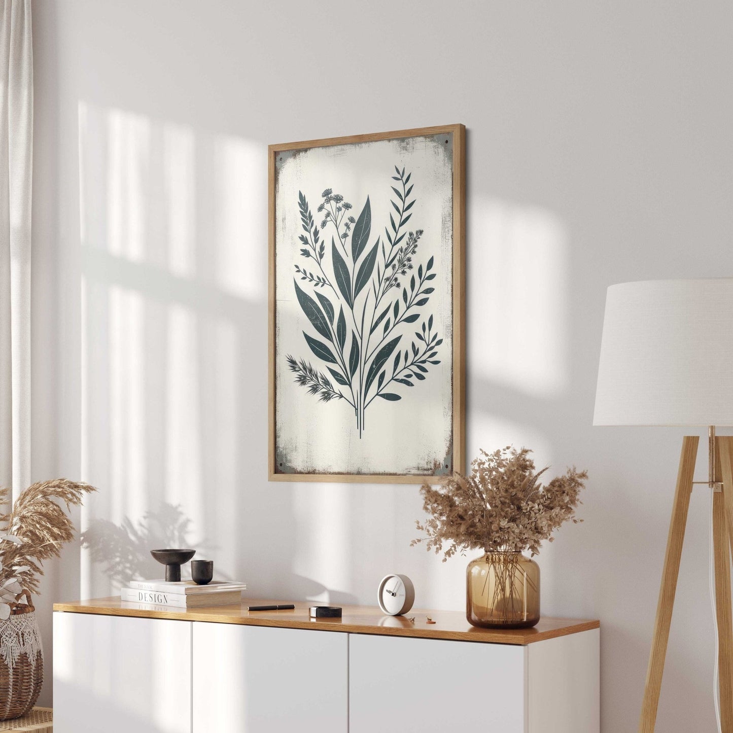 Rustic Floral Wall Decor, Vintage Flower Art, Black Flower Print - WildfieldPrints