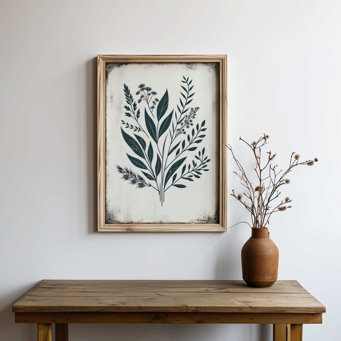 Rustic Floral Wall Decor, Vintage Flower Art, Black Flower Print - WildfieldPrints