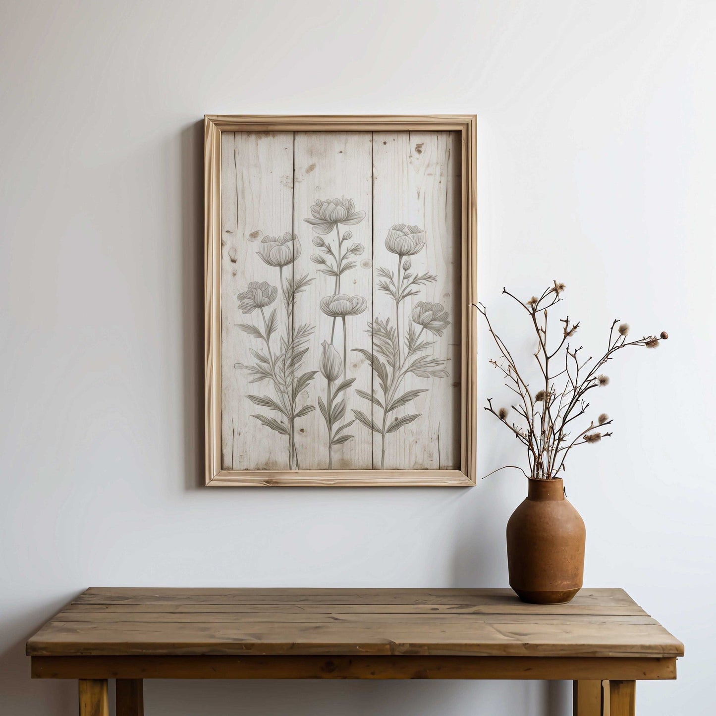 Rustic Floral Wall Decor, Vintage Flower Art, Distressed Print - WildfieldPrints