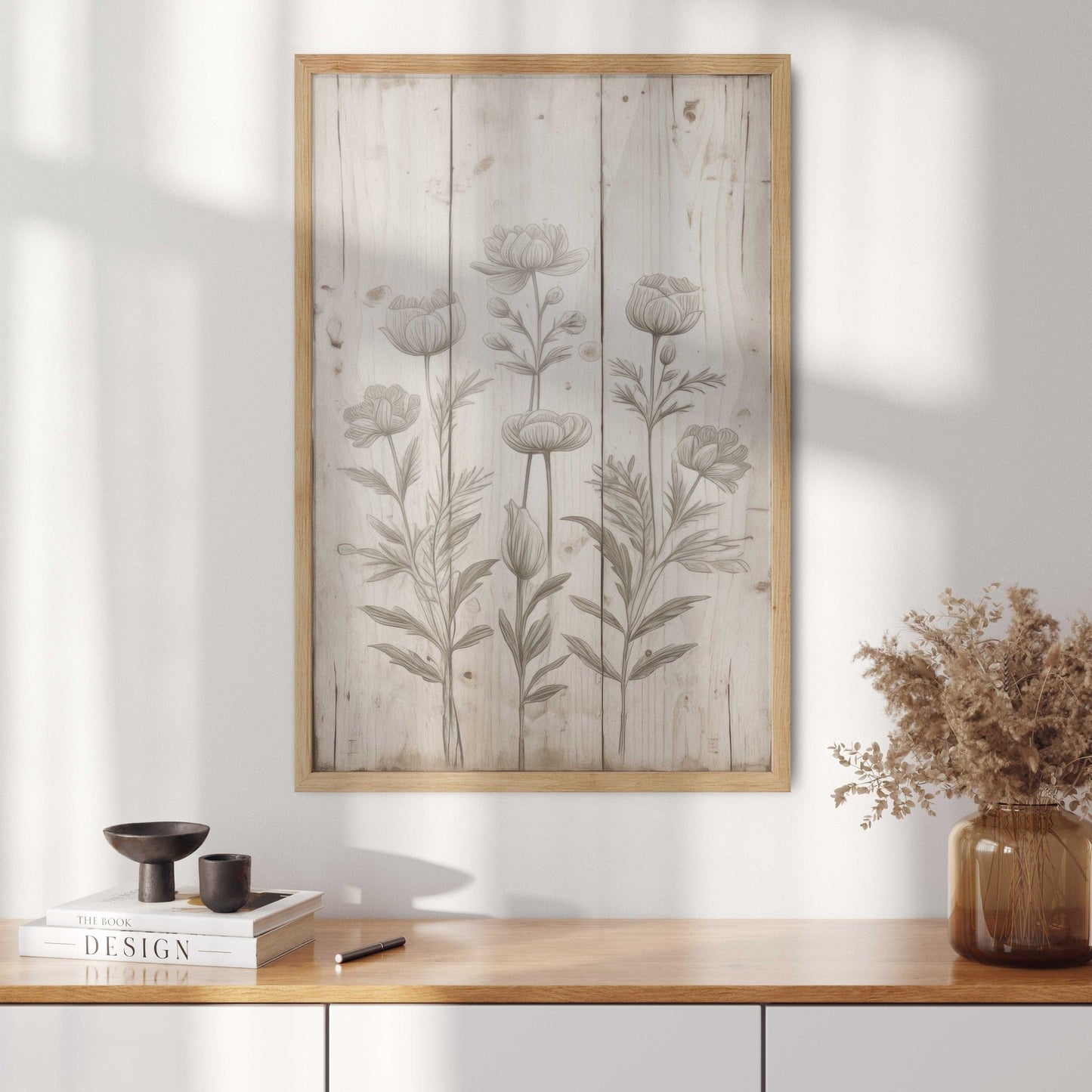 Rustic Floral Wall Decor, Vintage Flower Art, Distressed Print - WildfieldPrints