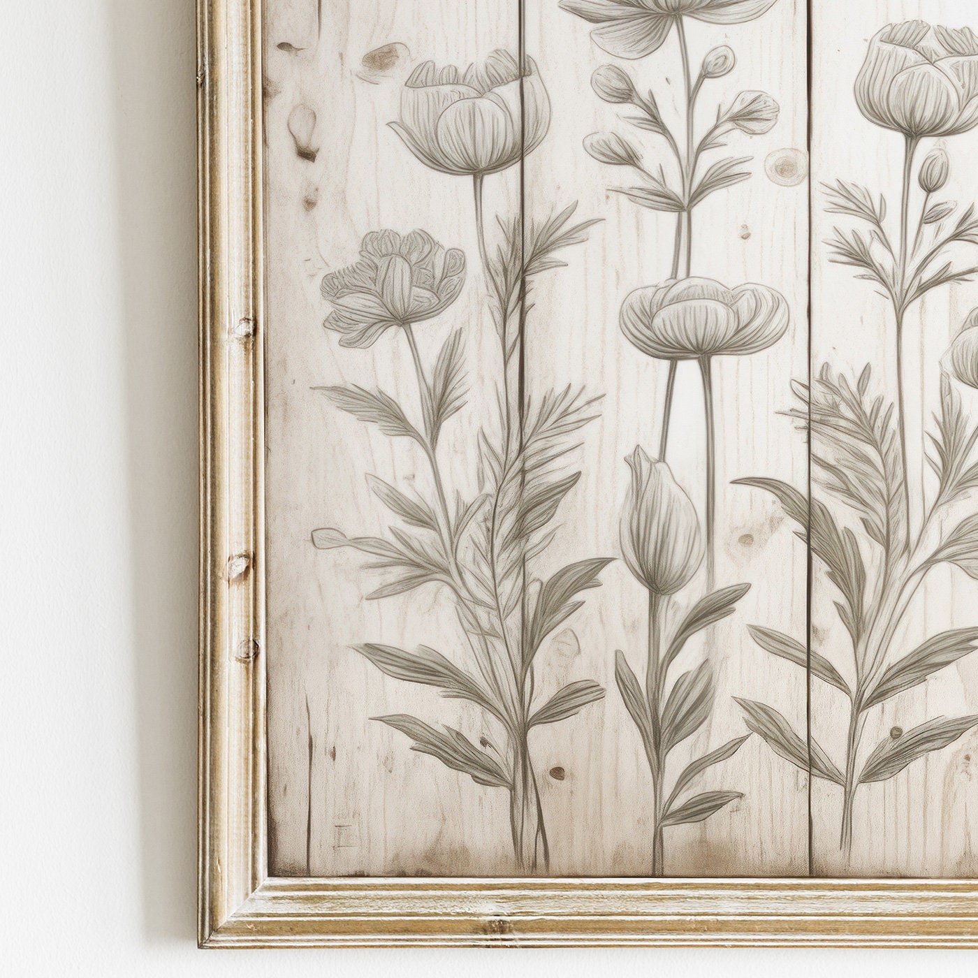 Rustic Floral Wall Decor, Vintage Flower Art, Distressed Print - WildfieldPrints