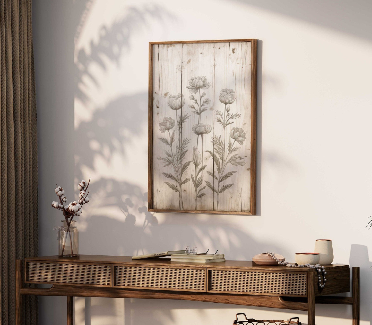 Rustic Floral Wall Decor, Vintage Flower Art, Distressed Print - WildfieldPrints