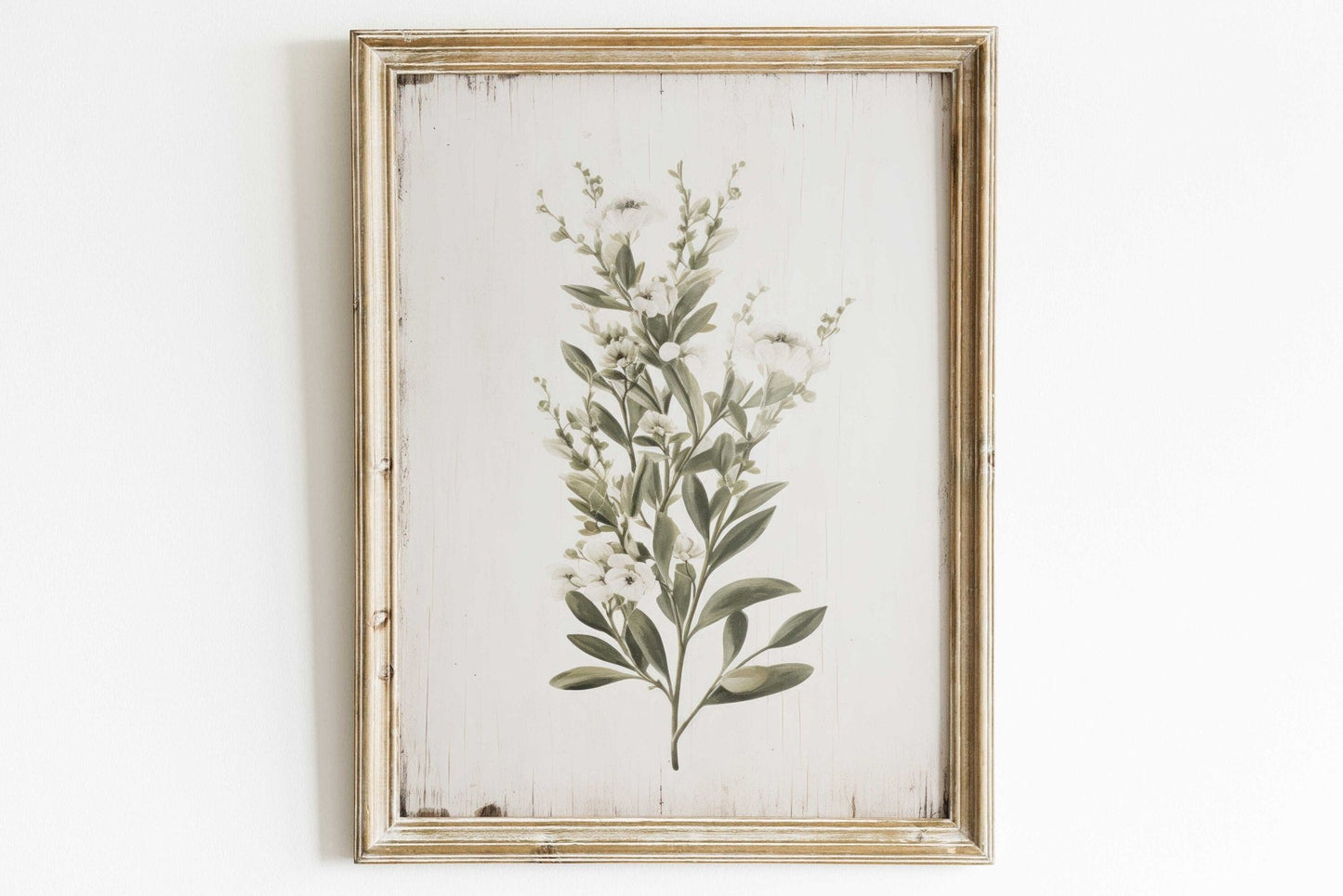 Rustic Floral Wall Decor, White Flower Print, Minimalist Kitchen Art - WildfieldPrints