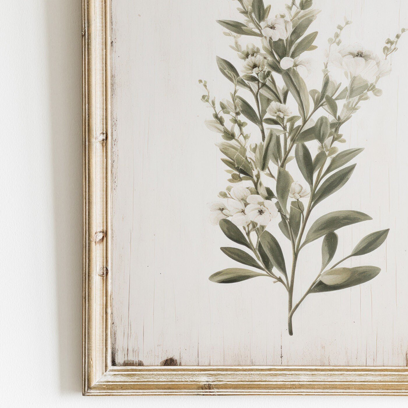 Rustic Floral Wall Decor, White Flower Print, Minimalist Kitchen Art - WildfieldPrints